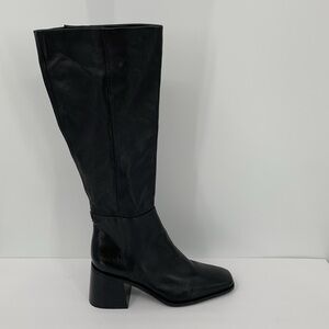 Sam Edelman Wade tall riding boots pull-on zipper black leather chunky heel 11